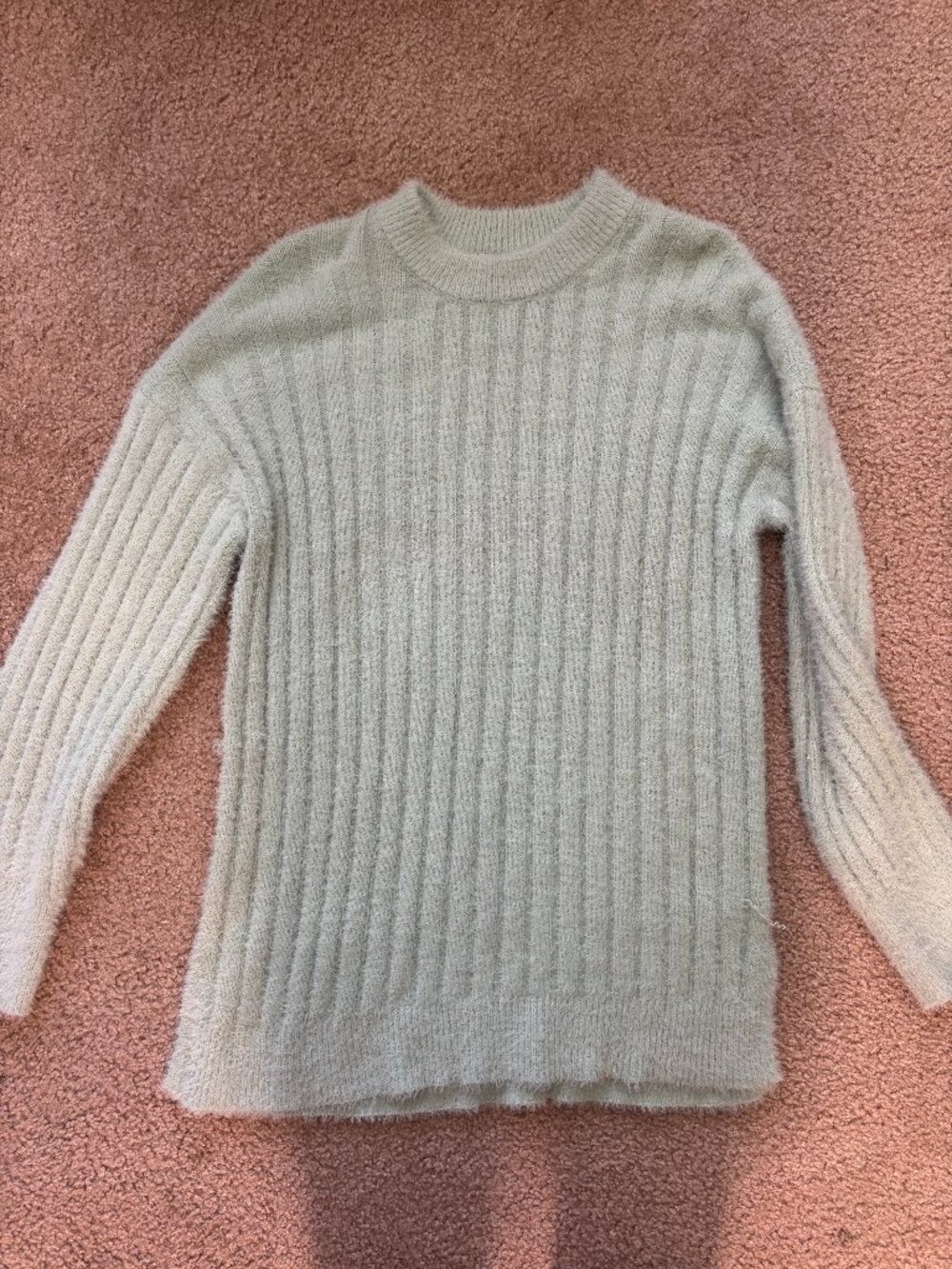 SOFTEST Hippie Rose light teal long sweater, size M (NWOT)